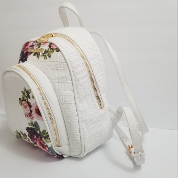 🆕️⬇️Steve Madden Bjordan White Floral Logo Backpack - Picture 4 of 16